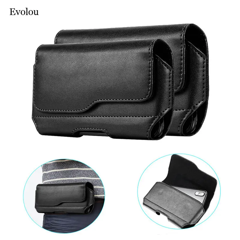 Belt Clip Pouch Leather Case for huawei P40 Nova 6se mate 30 Y5 Y6 2019 Universal Magnetic phone Cover honor V30 20i | Мобильные