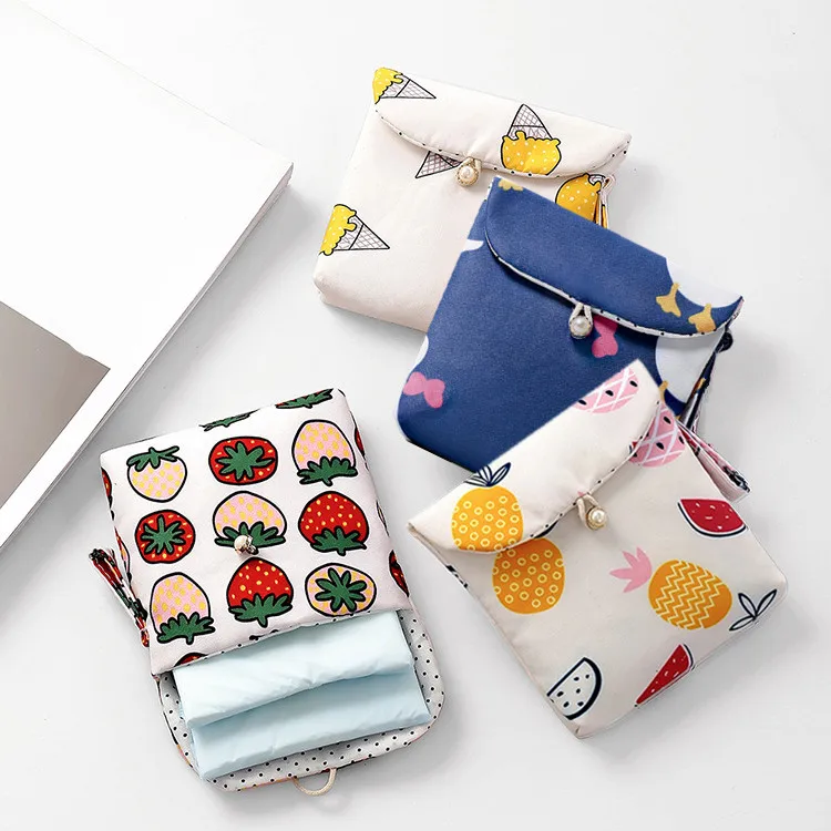 

eTya Travel Women Packing Sanitary Napkin Bags Cotton Women Small Cosmetic Coin Money Earphone Card Storage Bag Pouches