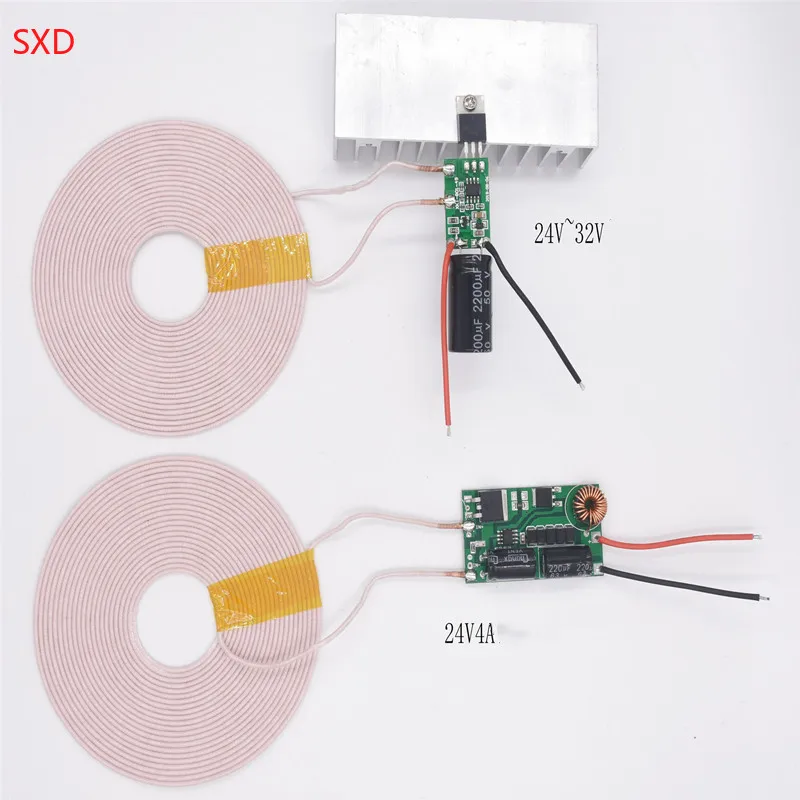 100W 24V 4A высокой мощности междугородной беспроводной модуль питания беспроводной зарядки Модуль XKT801-60