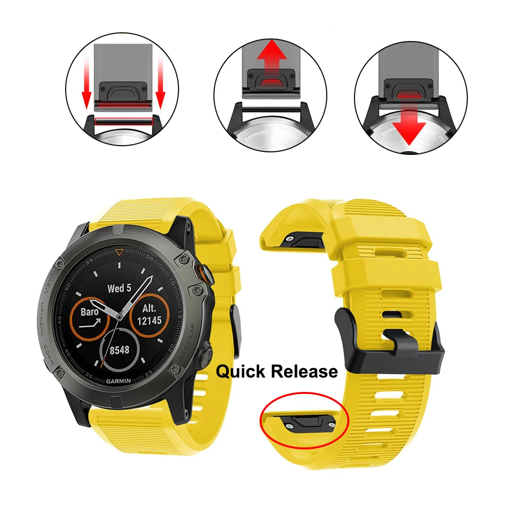 26 мм ремешок для часов Garmin Fenix 6X/6X Pro ремешок для часов быстросъемный силиконовый ремешок для Garmin Fenix 5X браслет