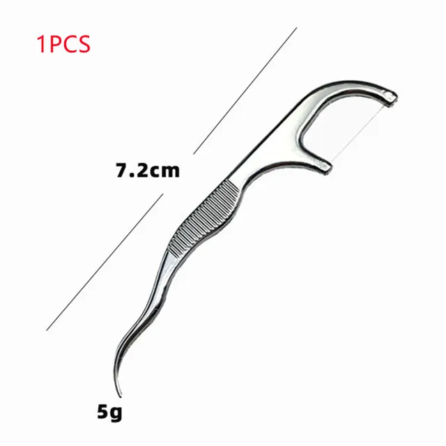 2pcs Stainless Steel Toothpick Dental Floss Reusable Flossing Holder