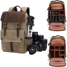 

Canvas Camera Backpack DSLR Waterproof Leather Bag
