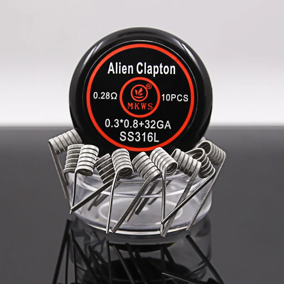 10 шт. Alien clapton ss316L NI80 A1 готовые катушки для электронных сигарет RBA RDA RTA vape tank heating