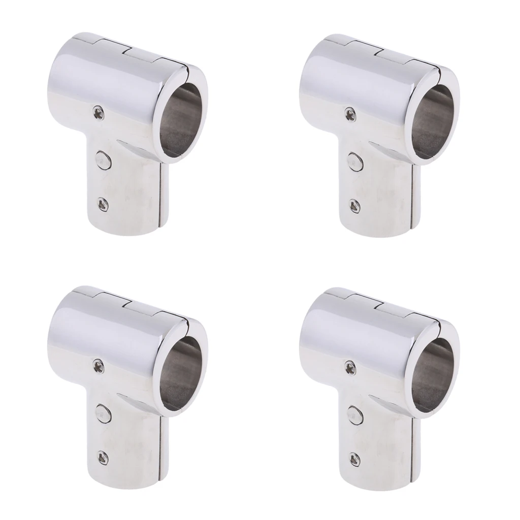 4Pcs Stainless Steel Bow & Boat Hand Rail 90 Degree Tee Fitting 1