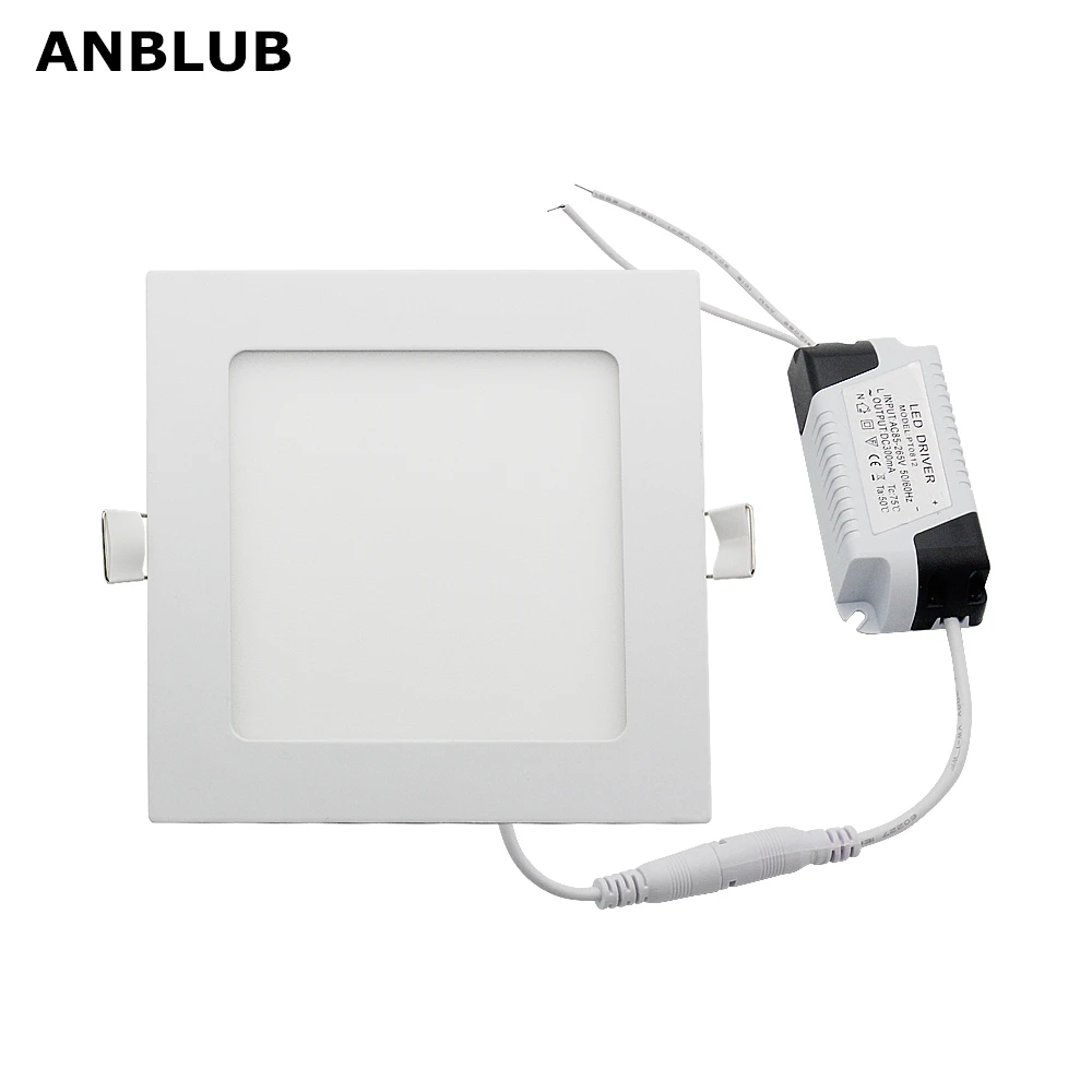 

ANBLUB Square 3W 6W 9W 12W 15W 18W LED Downlight With Driver Panel Ceiling Recessed Bulb AC 85-265V Lamp Indoor Light Lamparas