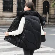 

Turn Down Collar Women's Autumn Winter Vest Solid Zipper Pockets Ladies Loose Sleeveless Jacket Thick Vests Waistcoat Female