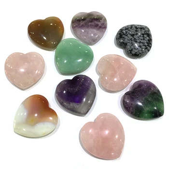 

2020 New 5pcs/bag Heart Natural Stone Multi-style Mixed Color Agates Beads DIY Jewelry Made Of Loose Stone Beads Size 35x35mm