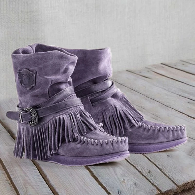 

Adisputent Women Boots British Style Short Tube Frosted Tassel Boots british style boots boots women's flat shoes