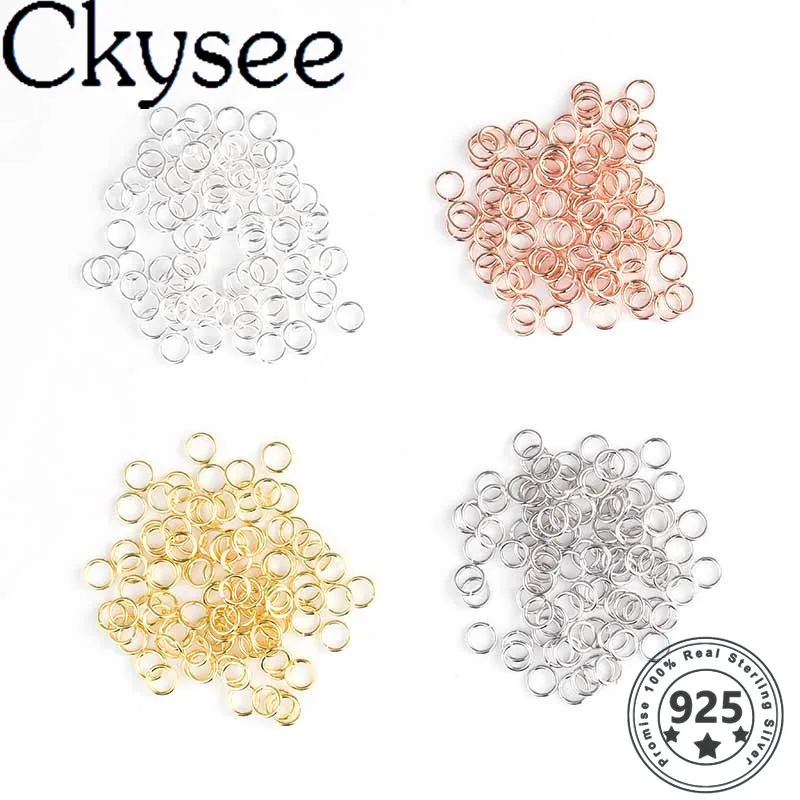 Ckysee 50pcs/lot 925 Sterling Silver Open Jumping Rings Accessories Split Ring Connector for Key