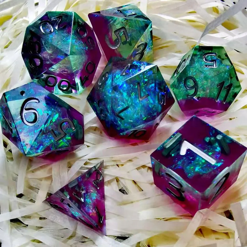 DnD Handmade Resin Dice Sharp Edge for DnD Tabletop RPGs Games D4 D6 D8 D% D10 D12 D20