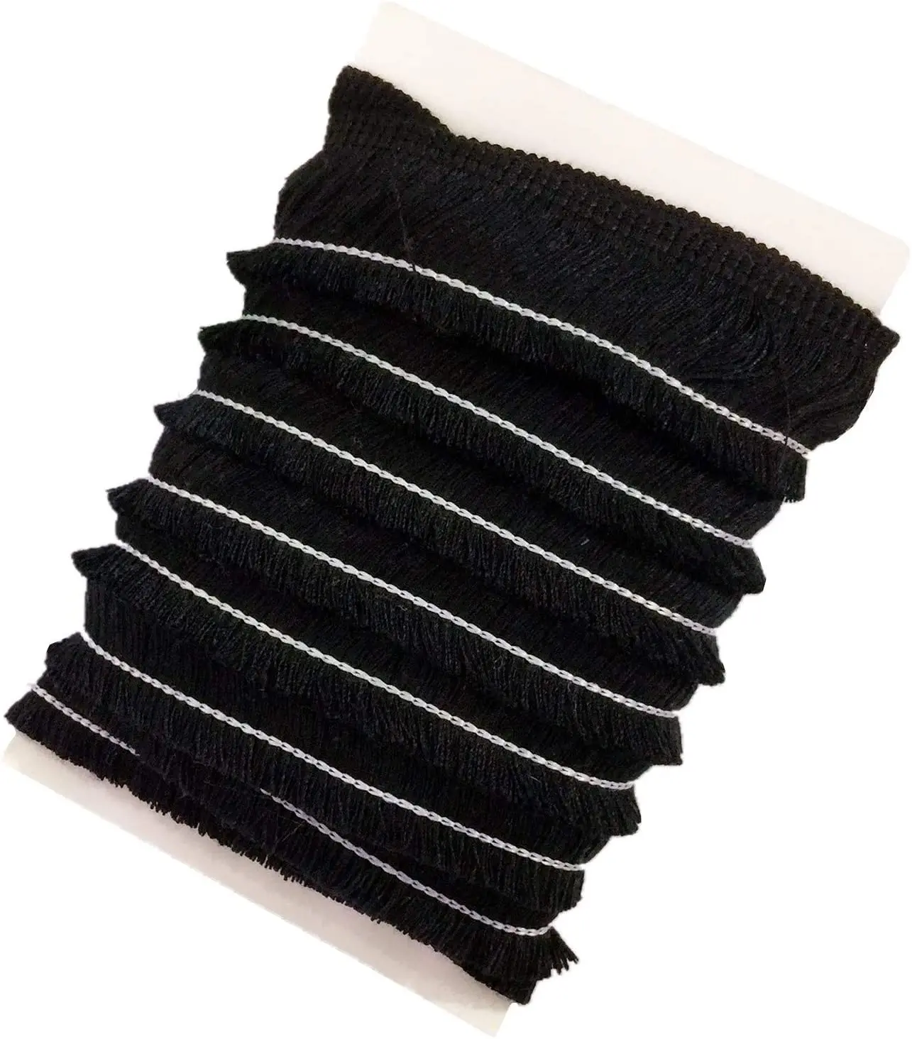 Sewing Tape 25mm Wide Cotton Fringe Tassel Trim 5 Yards (black)