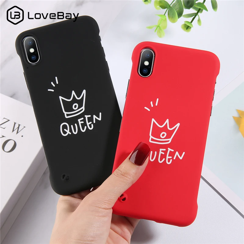 

Lovebay King Queen Phone Cases For iphone 5 5S SE 6 6S 7 8 Plus Crown Frameless Hard Ultrathin Case Cover For iphone X XS Max XR
