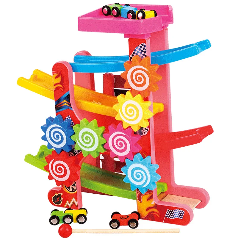 

Young CHILDREN'S Wooden Colorful hua xiang che Slippery Car Speed Race Car Elevated Coaster Slide Rail Car Douyin Wholesale