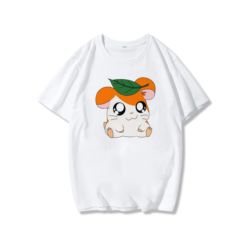 Ins style Hamtaro/Новое поступление; Повседневная футболка белого цвета с принтом героев мультфильмов для девочек - Цвет: 3