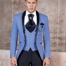 Жених Смокинги друзей жениха шаль лацкан одна кнопка Новое поступление мужские костюмы лучший мужской блейзер(куртка+ брюки+ жилет+ галстук