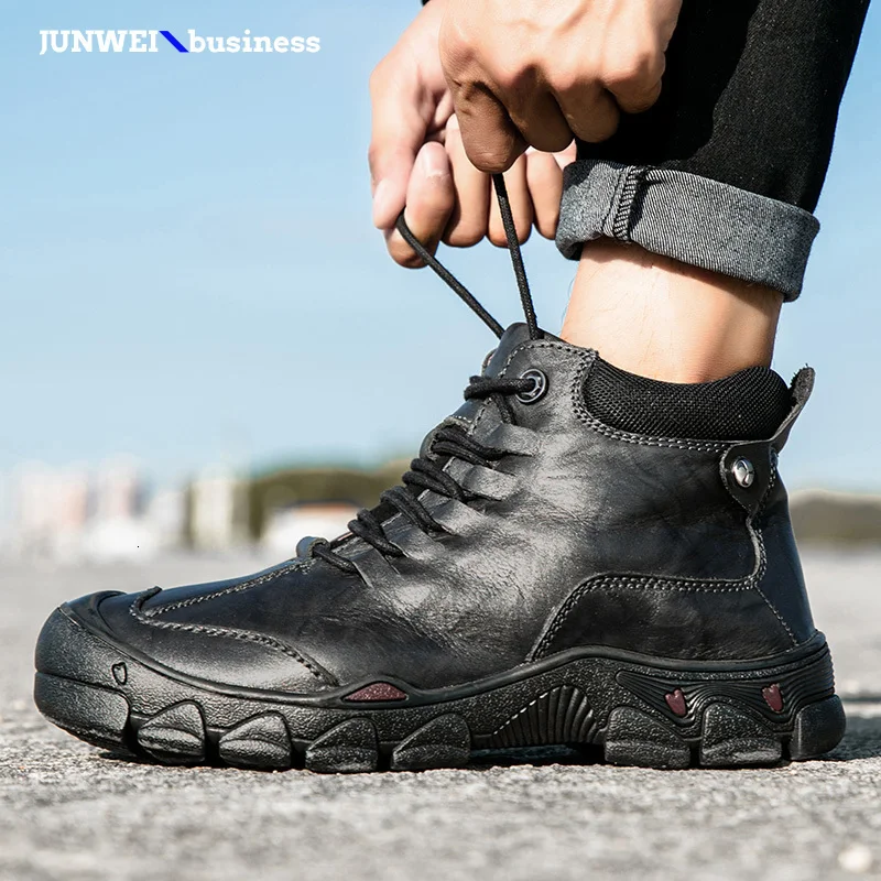 

Male Genuine Leather Men snow lace up Winter Fur warm Waterproof Martin fashion Outdoor Ankle Boots a4