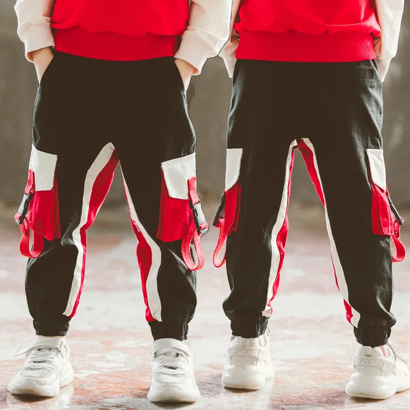 

Crawler 2019 Autumn New Style Korean-style BOY'S Big Boy Creative Contrast Color Ribbon Hanging Buckle Bib Overall