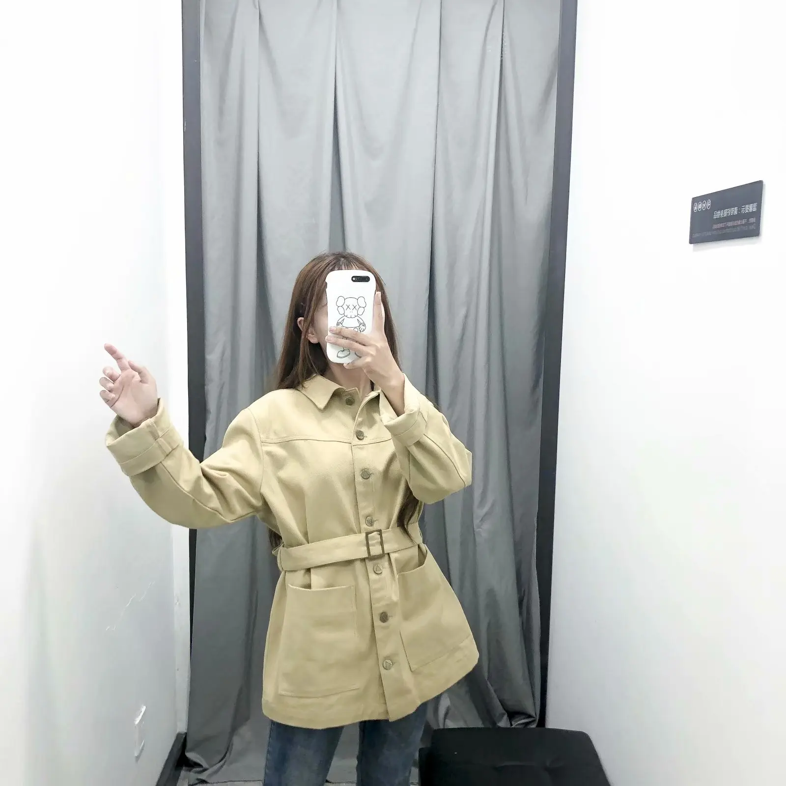 

Western Style 2019 Summer New Style Fold-down Collar Belt Single Breasted Jacket WOMEN'S Coat W270