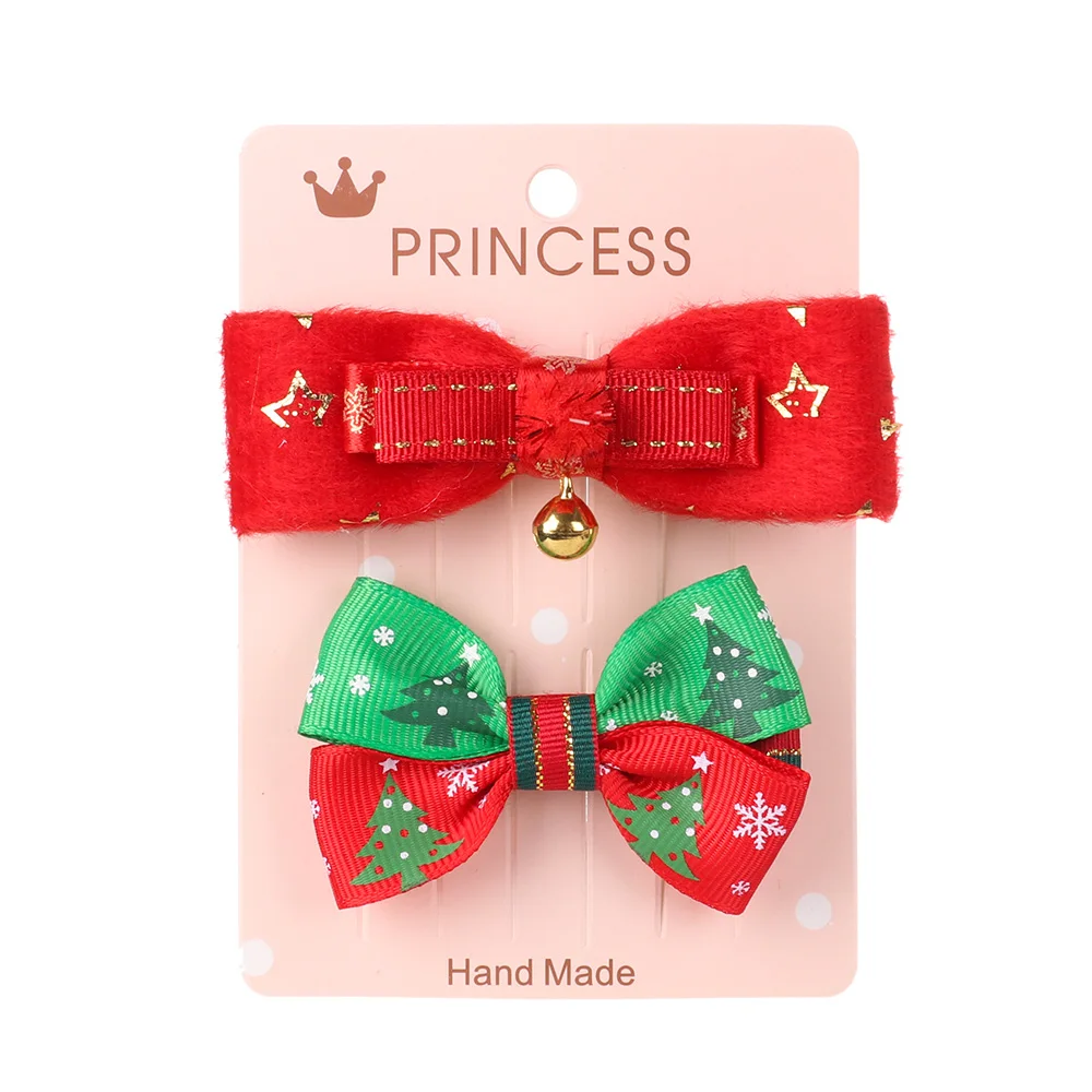 2Pcs Children Girls Shiny Xmas Hair Clips Santa Claus Snowflake Hairpins Cartoon Lovely Hair Accessories Christmas Gifts