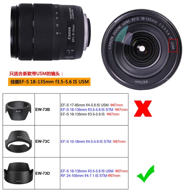 Canon EF-S 18-135mm USM レンズフード＆プロテクター付 EW-73Dカメラ