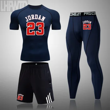 

Jordan/23 basketball Fitness Tight Sport Suit Men Workout Tracksuits Running Set Gym Clothing T-shirts Men's Sportswear