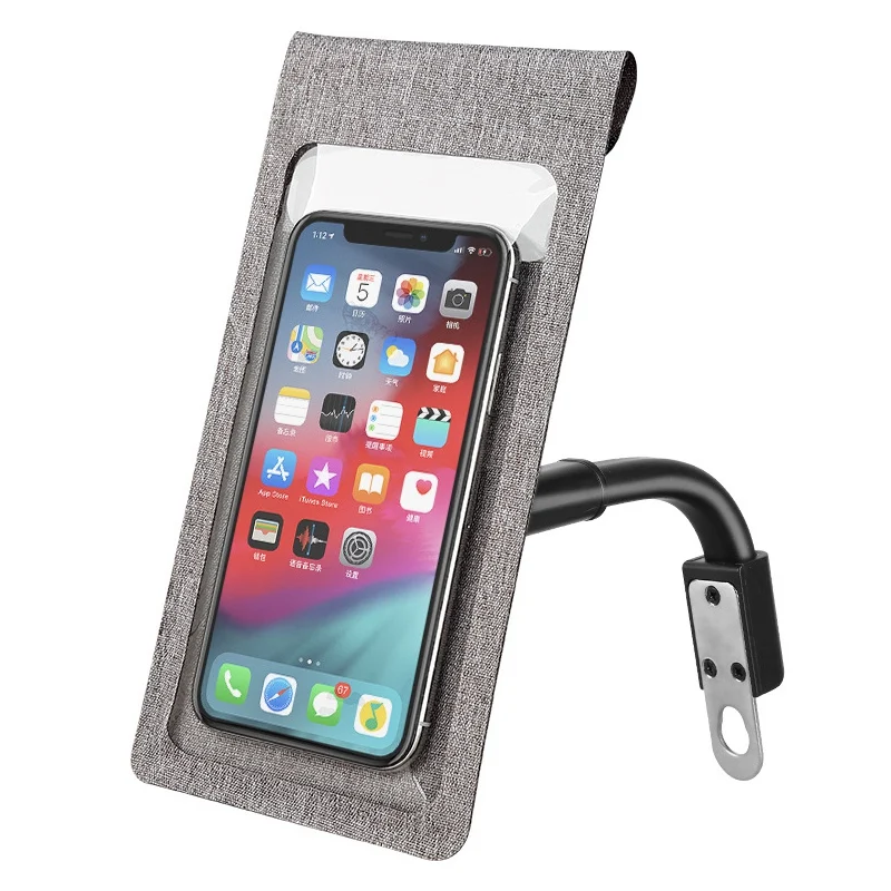 Универсальный дорожный горный велосипед держатель ПВХ водонепроницаемый Сенсорный экран велосипедный телефон сумка велосипедный Руль держатель для смартфона держатель для навигатора - Цвет: Светло-серый