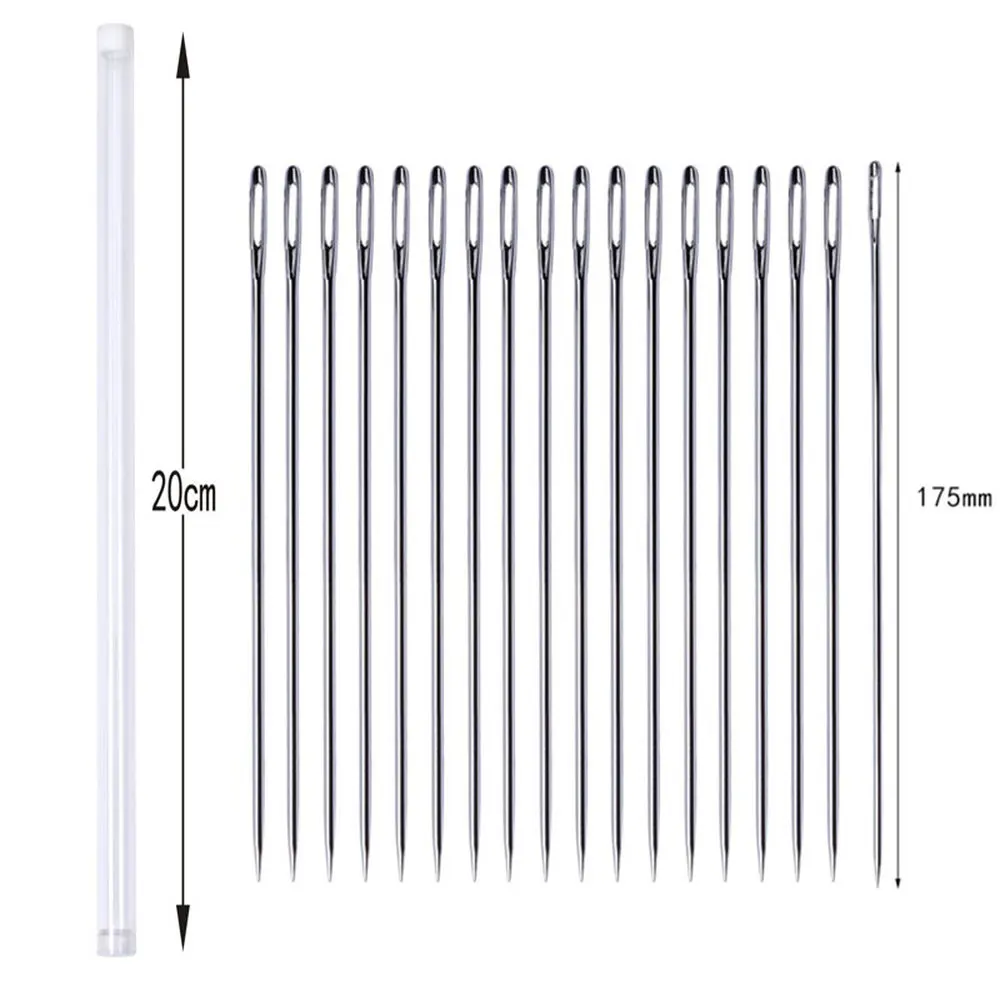 20 шт. 175 мм большой размер большая длинная стальная игла Большие отверстия швейная игла домашние инструменты для рукоделия с пузырек с иглой