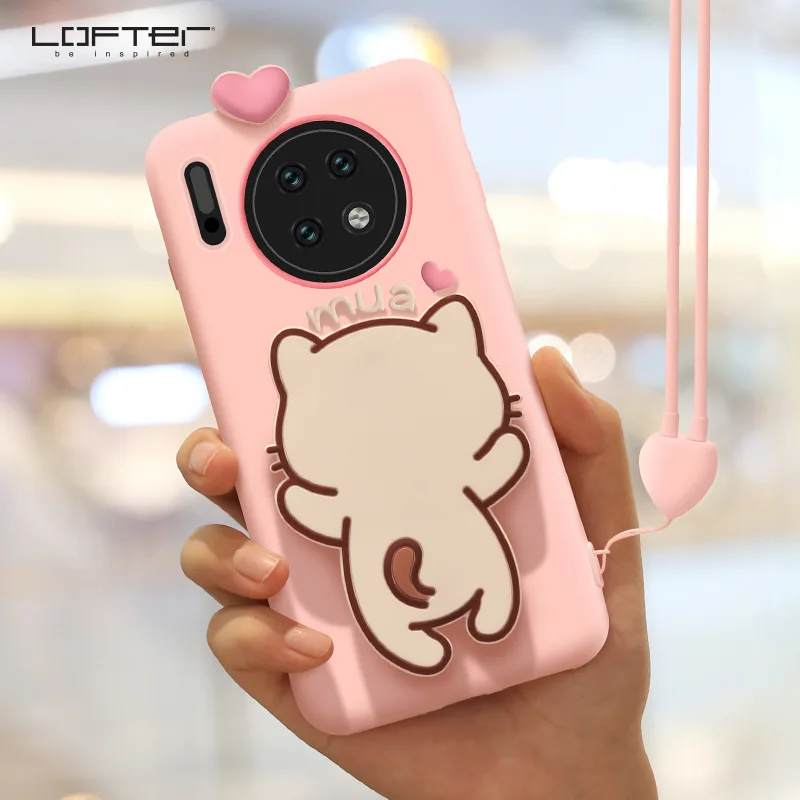 Pink Мультяшный чехол для телефона huawei mate 30, ударопрочный чехол для huawei mate 30 Pro, силиконовая Милая задняя крышка с подставкой для телефона - Цвет: Pink