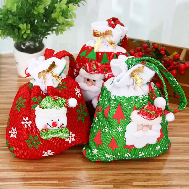 

Santa Claus Gift Bags Christmas Decorations for Home Xmas Tree Packing Bag Kids Christmas Gift 2019 Navidad Happy New Year 2020