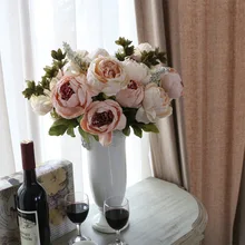 Имитация цветов 13 Европейский Пион цветок свадьба гостиная домашний стол украшение искусственная Цветочная подделка цветок