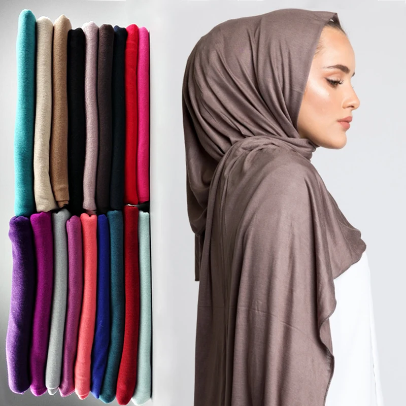 Big Size Muslim Hijab Jersey Scarf Women 2021 Soft Solid Color Shawl Headscarf Foulard Femme Musulman Wrap Head Scarves Bandana