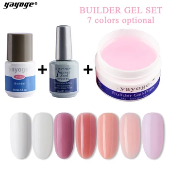 

Yayoge builder gel for nail extensions LED uv nail Gel polish manicure 14g CLEAR WHITE PINK false tips Long Hard US warehouse