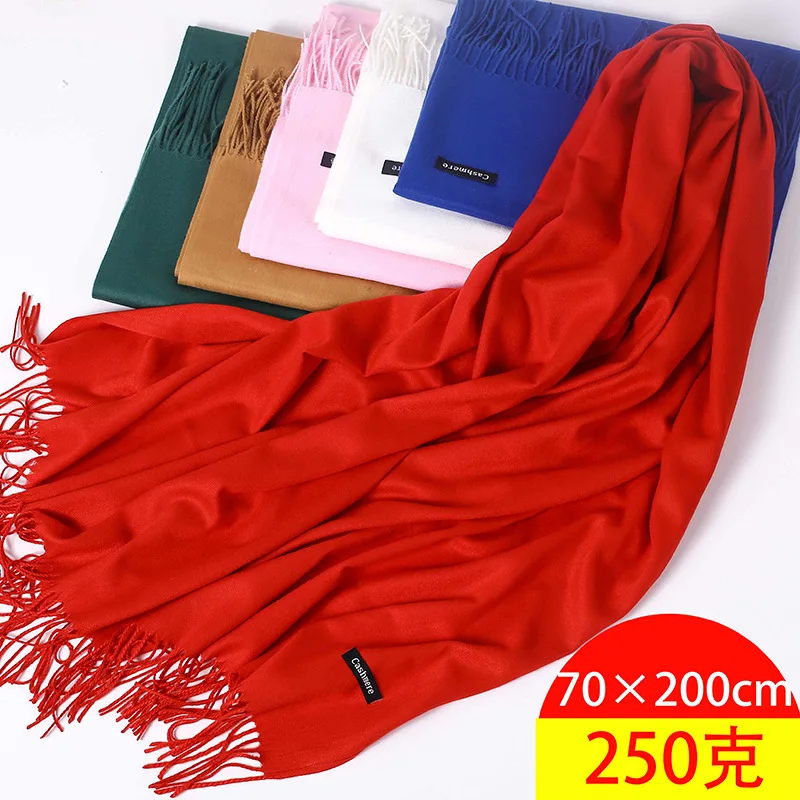 

Scarf for Women 2019 Autumn And Winter Solid Color Imitation Cashmere Hair Scarf Autumn and Winter Thick Tassel Cashmere Shawl