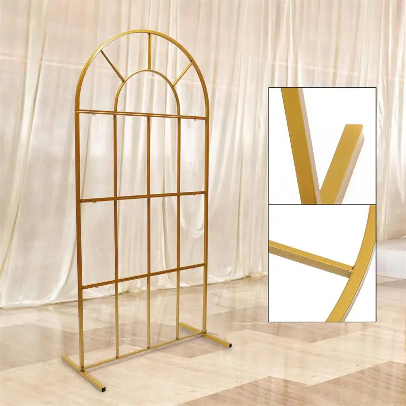 2&times;1m Outdoor Wedding Arch Gold Circle Stand Backdrop Iron Birthday Party Props DIY Decor Garden Lawn Round Balloons Rack furniture frame