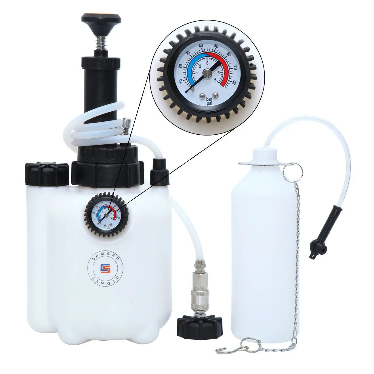 

Samger Car Brake Bleeder Bleeding Fluid Change Kit 3L Air Pneumatic Garage Vacuum Tool Set 40-58 PSI