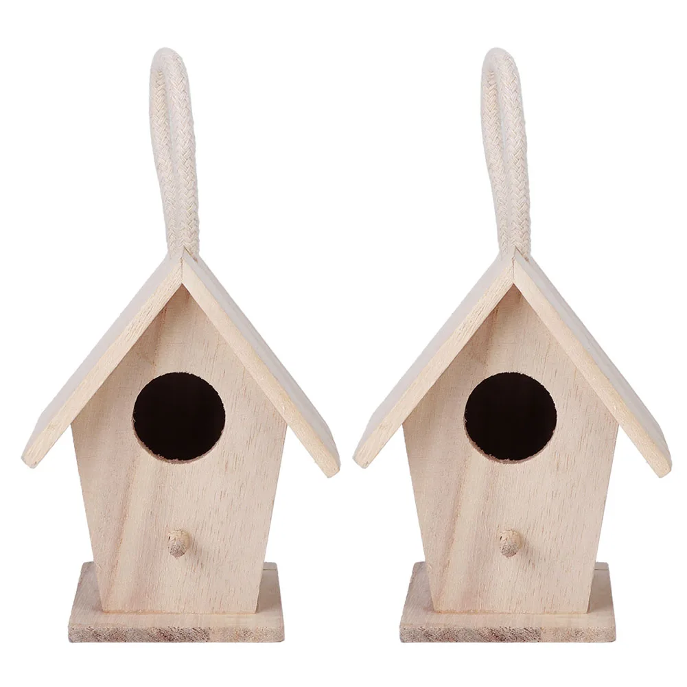 2PCS Wooden Bird House Hanging Nesting Box for Outdoor Garden Patio Decorative Accessories | Дом и сад