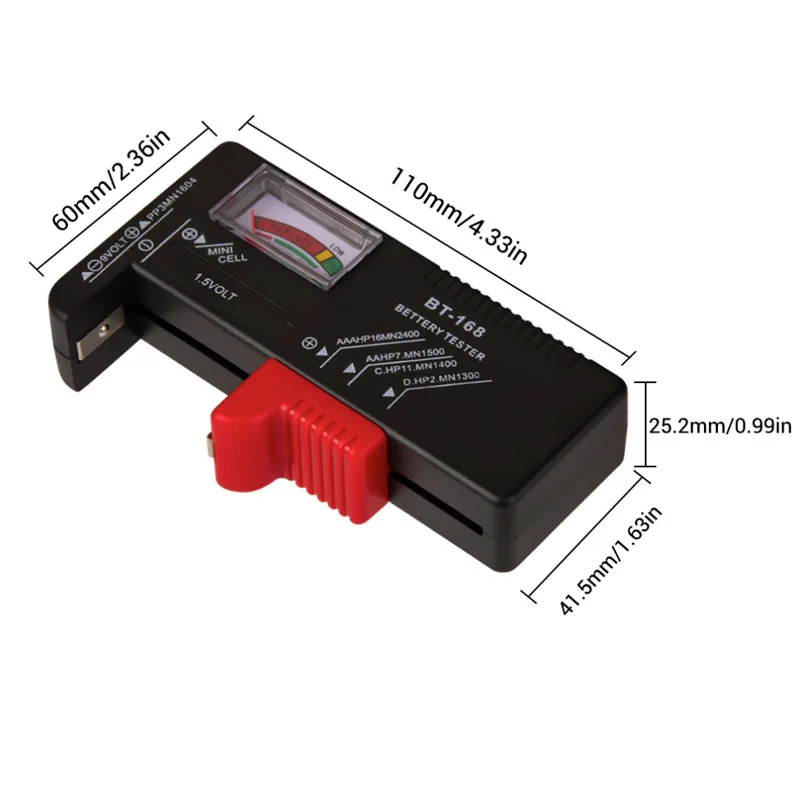 BT-168 AA/AAA/C/D/9V/1.5V Batteries Universal Button Cell Battery Colour Coded Meter Indicate Volt Tester Checker BT168 Power AA 4