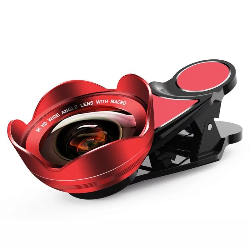 Red Hd 5K широкоугольный макрообъектив для мобильного телефона внешний поляризованный объектив E2 универсальный для iPhone X 8 7 Xiaomi huawei объектив для камеры телефона - Цвет: Red