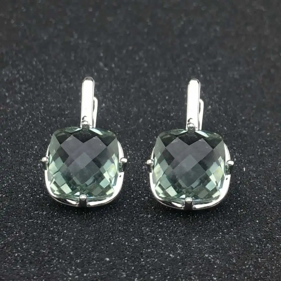 Orecchini a monachella in argento sterling placcato oro con ametista verde - Gioielli con pietre preziose naturali - Regali per donne - Gioielli da sposa - Italia