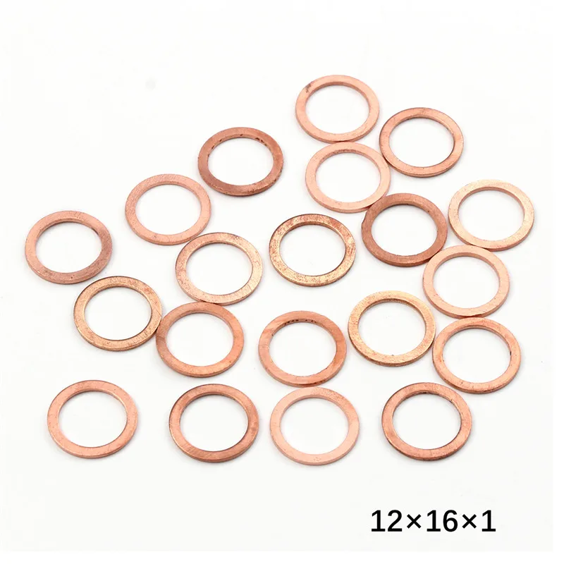 20 peças arruelas de cobre sólido anel liso gaxeta cárter plug acessórios de vedação de óleo arruelas fixador ferragem 10x14x1mm mulit-tamanho