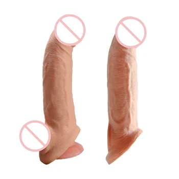 Manchons d'agrandissement de pénis en Silicone de grande taille éjaculation retardée pour adultes