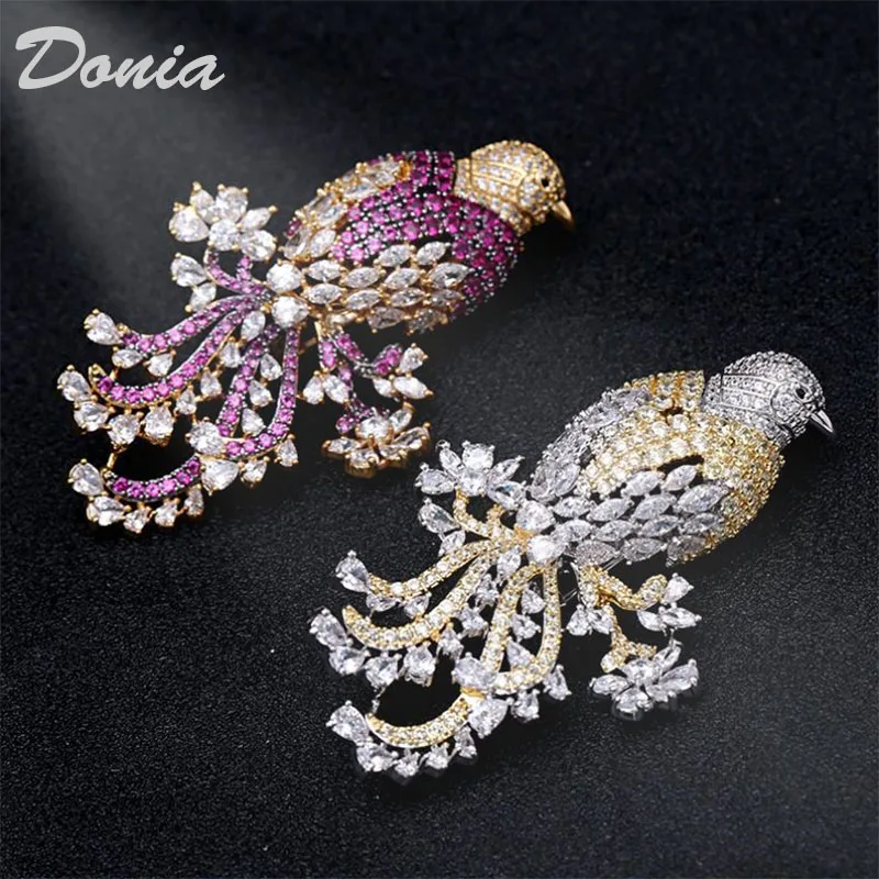 Donia jewelry Fashion ladies high-end bird brooch simple copper micro-inlaid AAA zircon accessories coat brooch scarf jewelry