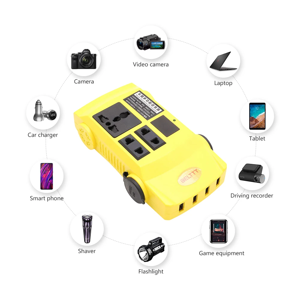 AOSHIKE DC 12V 24V TO DC 110V 220V 4 USB автомобильный инвертор, многофункциональный автомобильный инвертор, интерфейс преобразователя питания