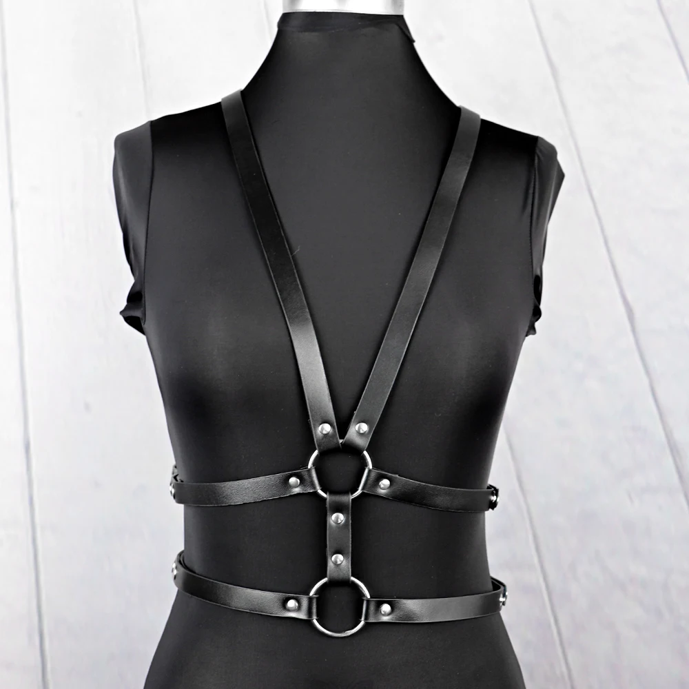 Arnês de Casamento Arnês de Couro Suspensórios para o Corpo Uyee Sexy Lingerie Feminino Garter Goth Cintos Senhoras Arnês Harness Noiva Cueca Feminina Couro Sutiãs 4 High Quality Pijamas e Moda Íntima