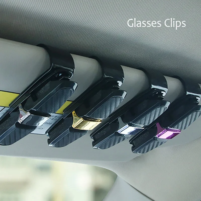 Автомобильные зажимы для очков из углеродного волокна, держатель ручки для карточек, вращающиеся на 180 градусов, двойные боковые зажимы, солнцезащитный козырек, аксессуары для автомобиля