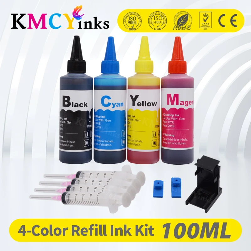 KMCYinks Printer Ink Kits For HP 304 XL Refill Ink cartridge For HP 301 xl 300 xl 302 303 901 350 351 336 62 XL Dye