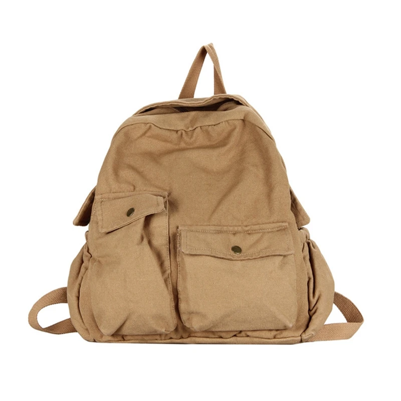 

Female Fashion Canvas Tooling Style Backpack Large Capacity Casual Student School Bag Backpack Wild Sports Korean Retro