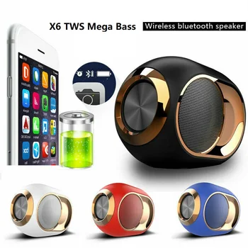 

X6 High-end HIFI speaker TWS Portable Wireless Blueteeth 5.0 Stereo Mega Bass Sound soundbar FM TF Card AUX Speaker dropshipping