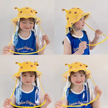 

Children's Bucket Hats Skin-friendly Baby Hats Removable Sunscreen Shield Cartoon Giraffe Sun Hat Girls Boys Outdoor Camping Cap