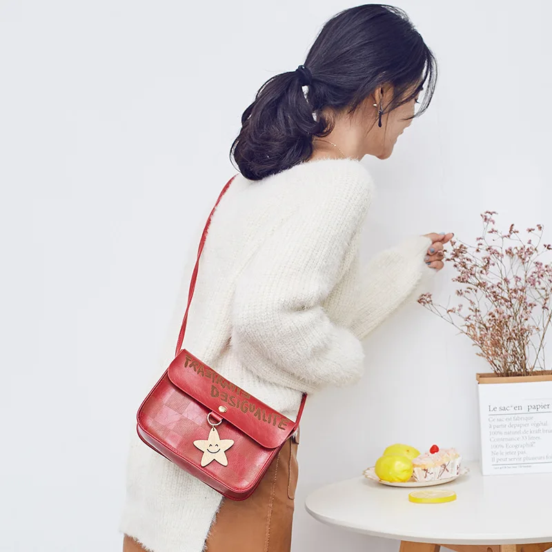 

WOMEN'S Bag 2019 Autumn And Winter New Square Sling Bag Five-pointed Star Women's Bag Shoulder Bag Korean Wave Oblique Shoulder